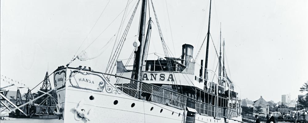 Passagerarfartyget S/S Hansa vid kaj i Visby. Foto: Okänd fotograf. Sjöhistoriska museets arkiv.