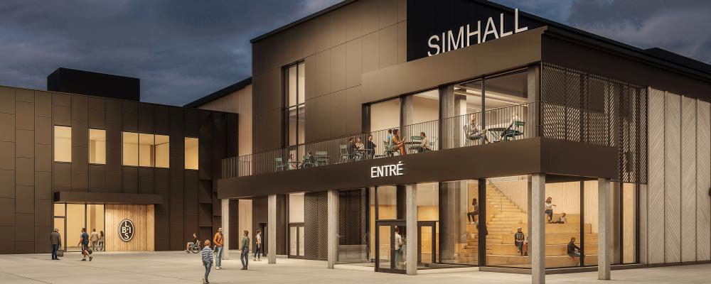 Landskronas nya simhall kvällsbild Bild: Norconsult JKAB