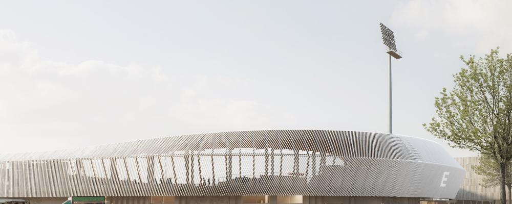 Anläggning för fotboll och friidrott i Malmö. Pressbild: Skanska
