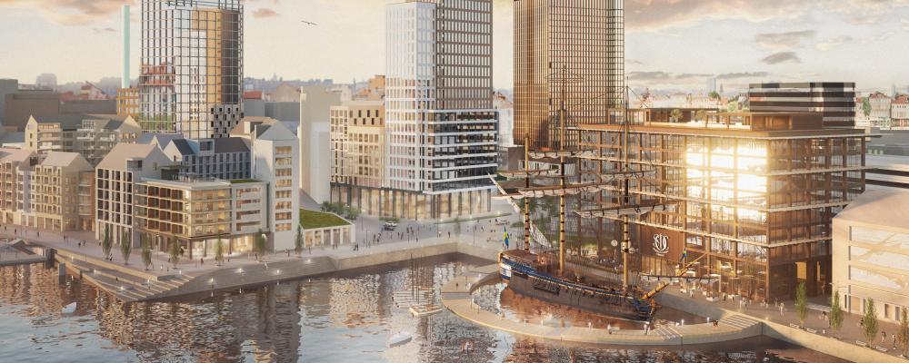 Visionsbild Masthuggskajen. Bild: R-Studio, visionsbild.