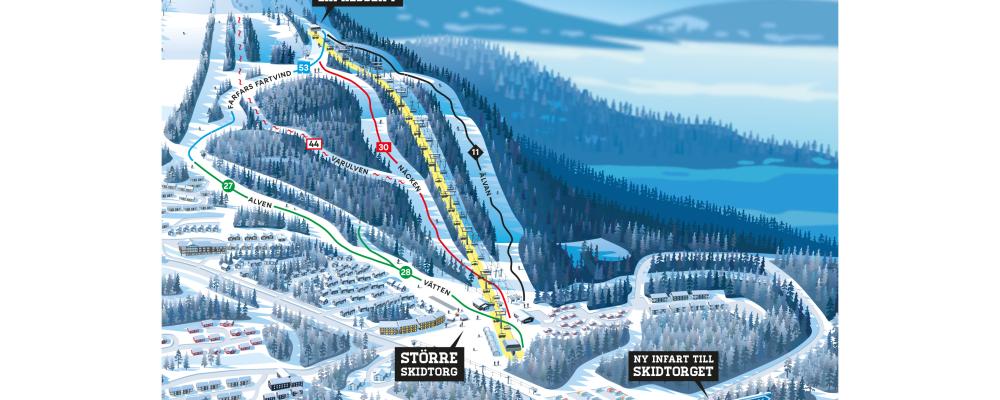 Skidtorget med ny stolbana. Bild: Stöten Sälen