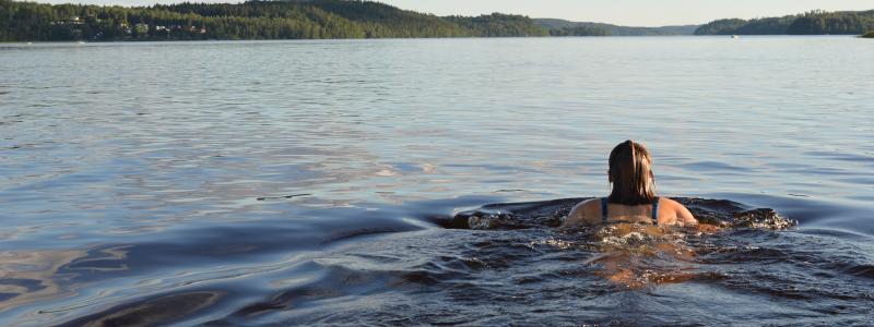Bad i sommarsjö. Foto: Havs- och vattenmyndigheten