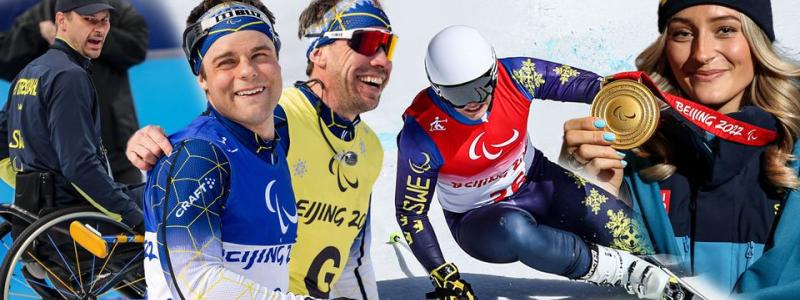 Fotomontage av svenska vinterparalympier. Foto: Sveriges Paralympiska Kommitté.