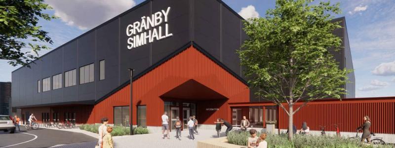 Simhallen i Gränby är ett av projekten som prioriteras i kommunens lokalförsörjningsplan. Simhallen beräknas stå klar 2026. Bild: Uppsala kommun