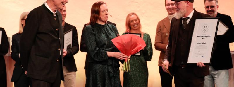 Priset överlämnades på en glittrande prisceremoni på Münchenbryggeriet i Stockholm, av Yngve Bergqvist, grundare av Ishotell och den första vinnaren av Stora turismpriset. Fotograf: Peter Jönsson