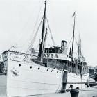 Passagerarfartyget S/S Hansa vid kaj i Visby. Foto: Okänd fotograf. Sjöhistoriska museets arkiv.