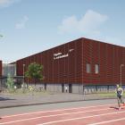 Visionsbild över Hagsätra is- och idrottshall. Bild: Metod arkitekter.