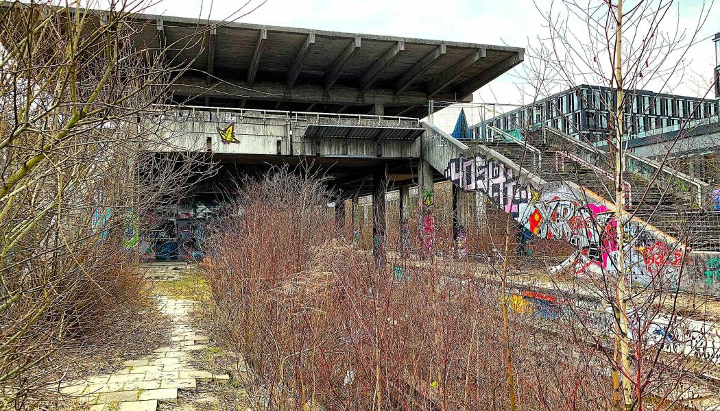 Spökstationen Münchens Olympiastation förvandlas till ungdomscentrum. Foto: Wikipedia Common, kredit: Robot 8A
