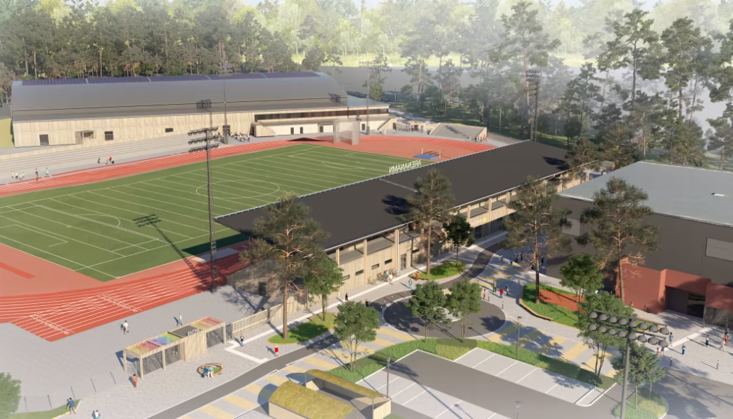 Eva Lisa Holtz Arena syns längt upp i bilden på Solstadens sportcenter. Foto: Karlstads kommun