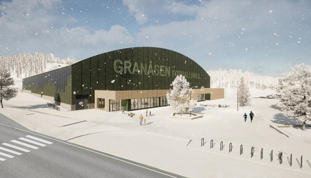 Granåsen Fotballhall. Illustration: Asplan Viak