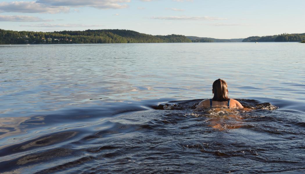 Bad i sommarsjö. Foto: Havs- och vattenmyndigheten