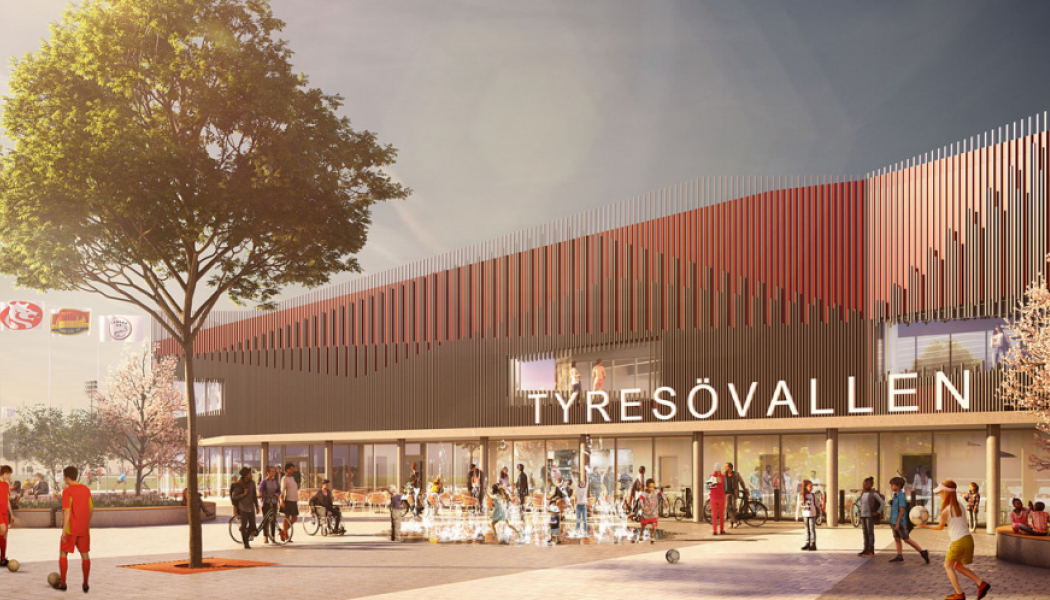 Den nya ishallens arkitektoniska utformning öppnar upp mot förbipasserande och gör det möjligt för dem att titta in och ta del av verksamheten i ishallen utifrån.