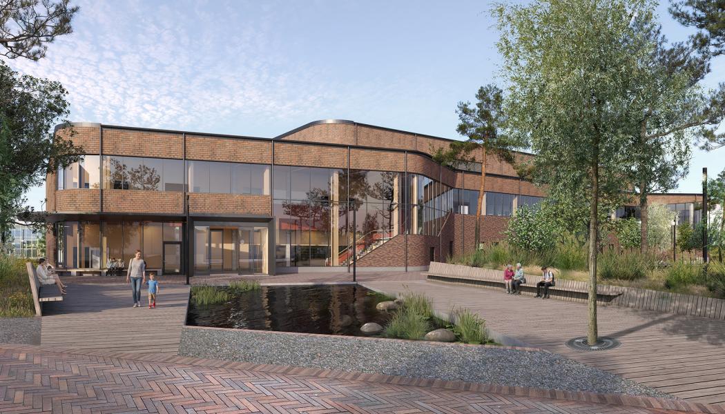 Oceanhamnsbadet exteriört sett från öster. Visionbild: Norconsult