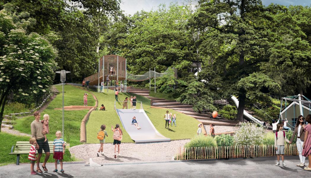 En illustration över hur det skulle kunna se ut när upprustningen av Plikta är klar sommaren 2025. Bild: Göteborgs Stad