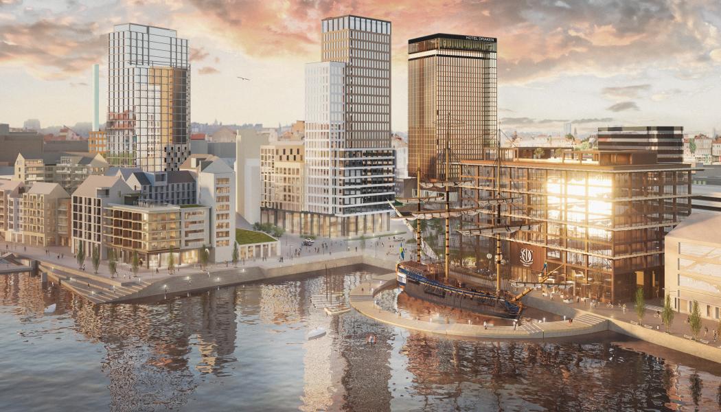 Visionsbild Masthuggskajen. Bild: R-Studio, visionsbild.