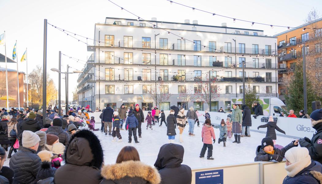 Skridskobanan på Poseidons torg Foto: Haninge kommun