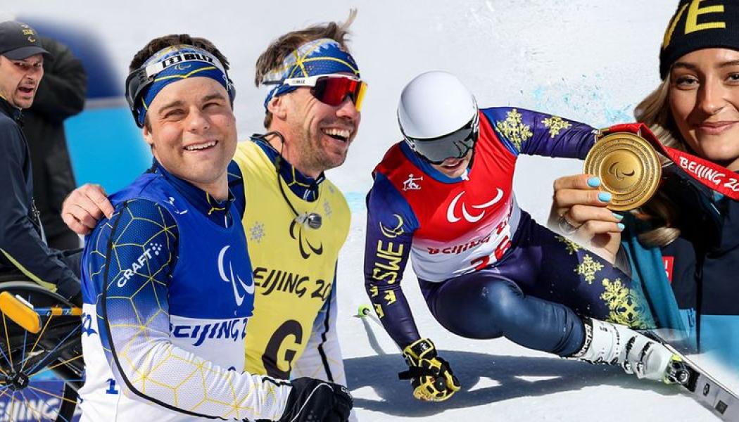 Fotomontage av svenska vinterparalympier. Foto: Sveriges Paralympiska Kommitté. 