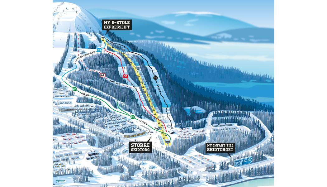 Skidtorget med ny stolbana. Bild: Stöten Sälen