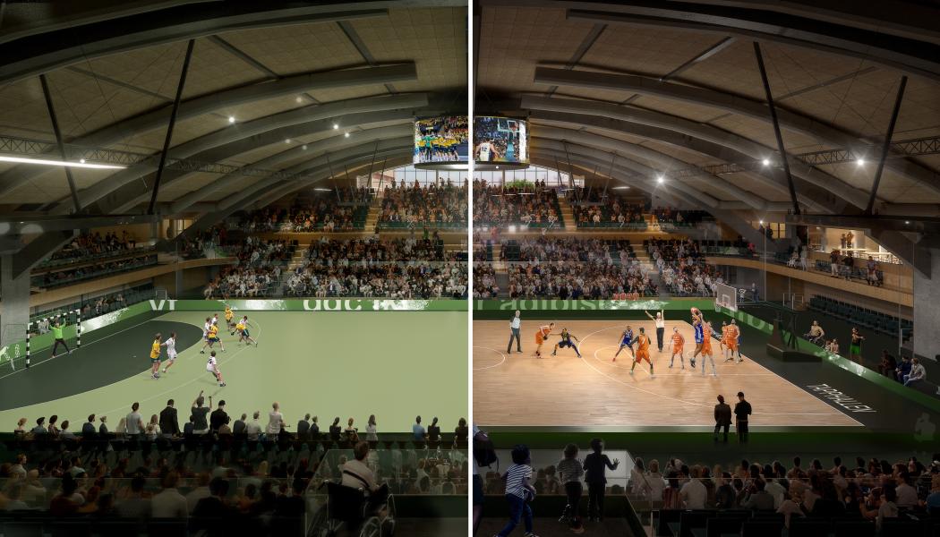 Ulvsunda idrottscentrum basket handboll Fotograf: White Arkitekter