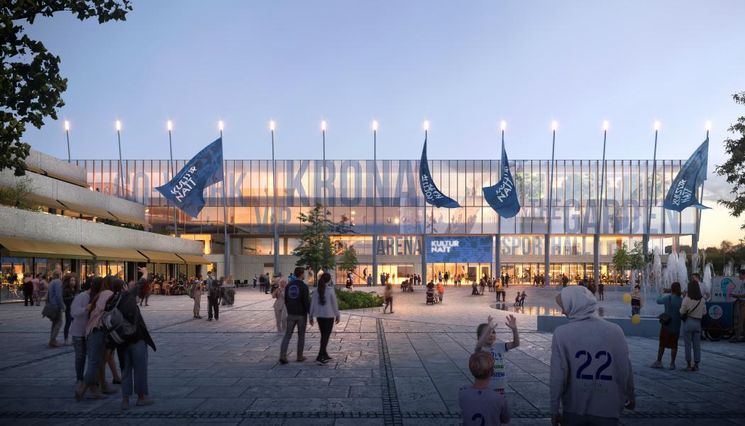 Det vinnande förslaget av Kungsbackas arena blev Krona. Foto: Kungsbacka kommun
