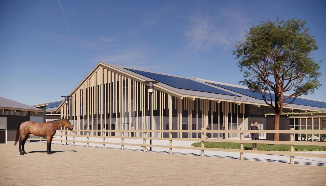 Visionsbild av Lunds nya ridhus. Foto: Lunds kommun