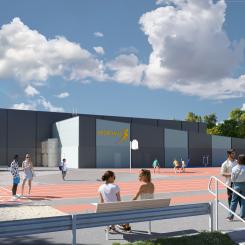 Visualiseringsbild av sporthallen. Bild: Göteborgs stad