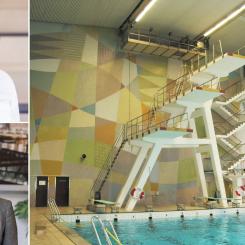 Valhallabadet (arkivbild, Göteborgs Stadsmuseum). Cilla Jansson och Liv Berghagen Stein, arkitekter på Krook & Tjäder.