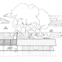 Skiss över den blivande bastun. Skissbild: Dinell Johansson