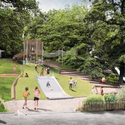 En illustration över hur det skulle kunna se ut när upprustningen av Plikta är klar sommaren 2025. Bild: Göteborgs Stad