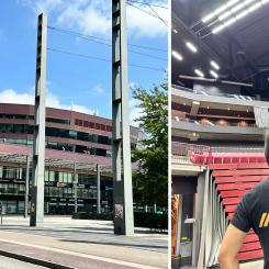 RSA byter lysrör på Malmö arena. Foto: RSA