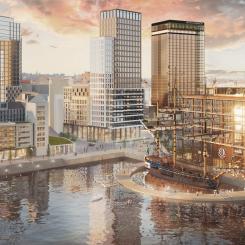 Visionsbild Masthuggskajen. Bild: R-Studio, visionsbild.