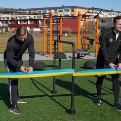 Nytt utegym i centrala Lerum invigt. Foto: Lerum kommun