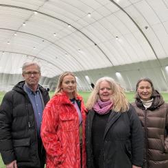 Leif Wikman, avdelningschef styrning och ledning (KLF); Kata Nilsson, vice ordförande kommunstyrelsen; Elisabeth Lindberg, ordförande kultur- och fritidsnämnden; Jenny Axelsson, avdelningschef fritid (KPF) Foto: Piteå kommun
