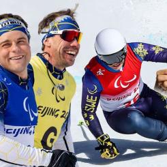 Fotomontage av svenska vinterparalympier. Foto: Sveriges Paralympiska Kommitté.