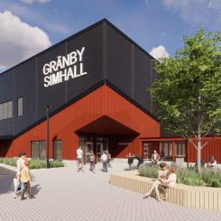 Simhallen i Gränby är ett av projekten som prioriteras i kommunens lokalförsörjningsplan. Simhallen beräknas stå klar 2026. Bild: Uppsala kommun