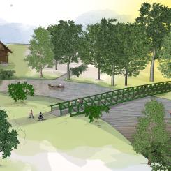 Skiss över den nya gång- och cykelbron. Illustratör: Susanne Flodin.