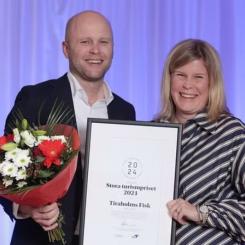 Priset delades ut av Stiftelsen för kunskapsfrämjande inom turism, vid en ceremoni på Münchenbryggeriet i Stockholm. Foto: Tillväxtverket